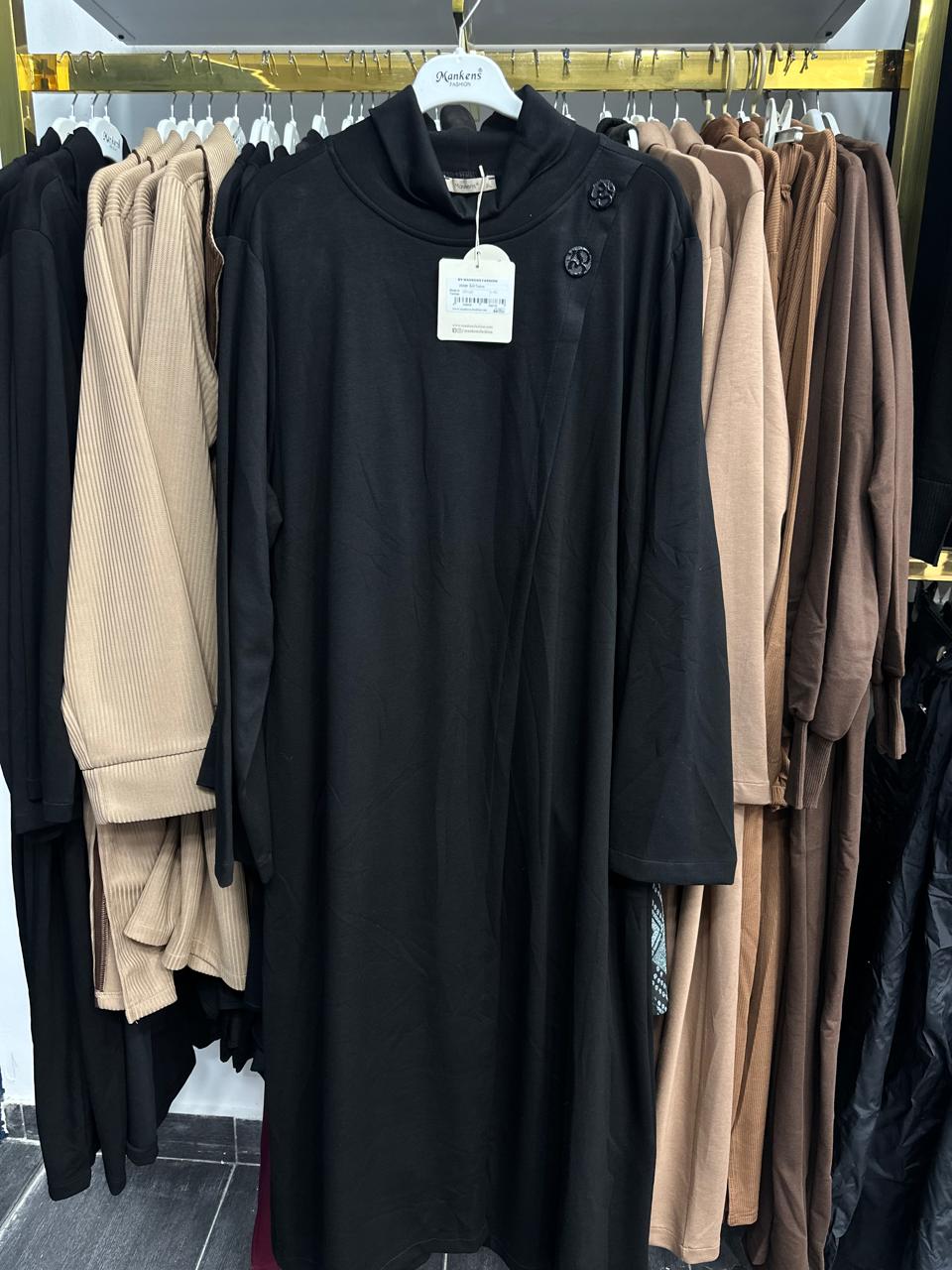 plus size black long set