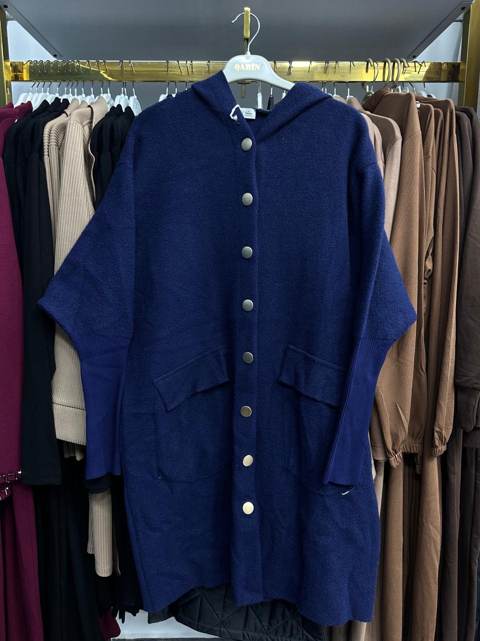 fur like cardigan navy blue