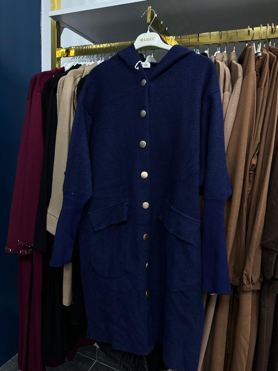 fur like cardigan navy blue