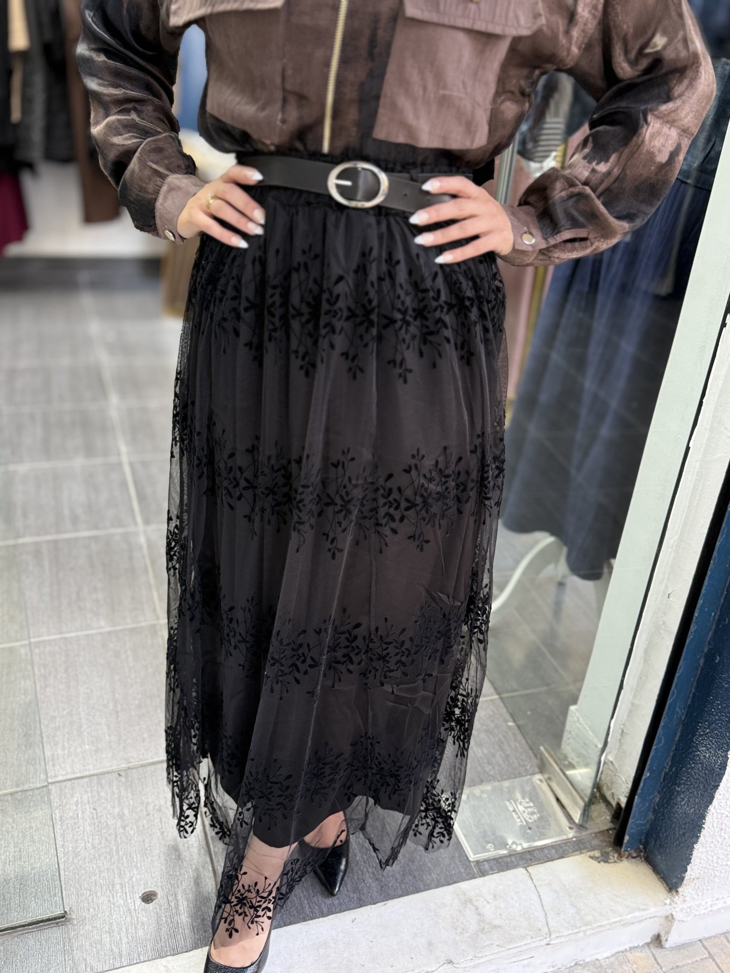 Black chiffon skirt