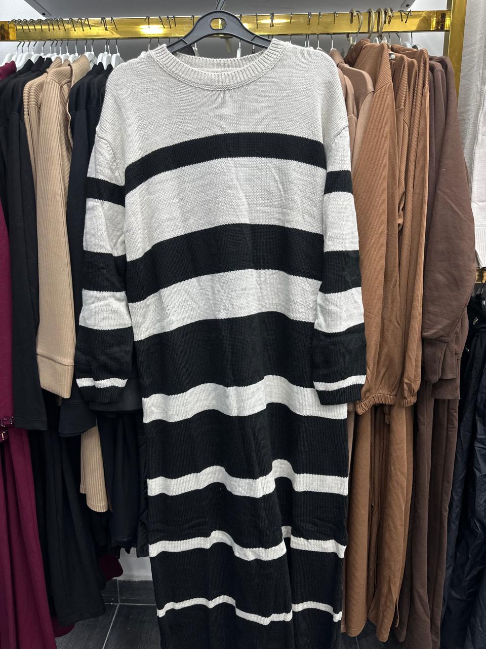 black white wool dress