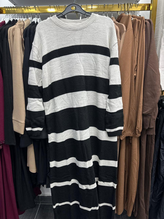 black white wool dress