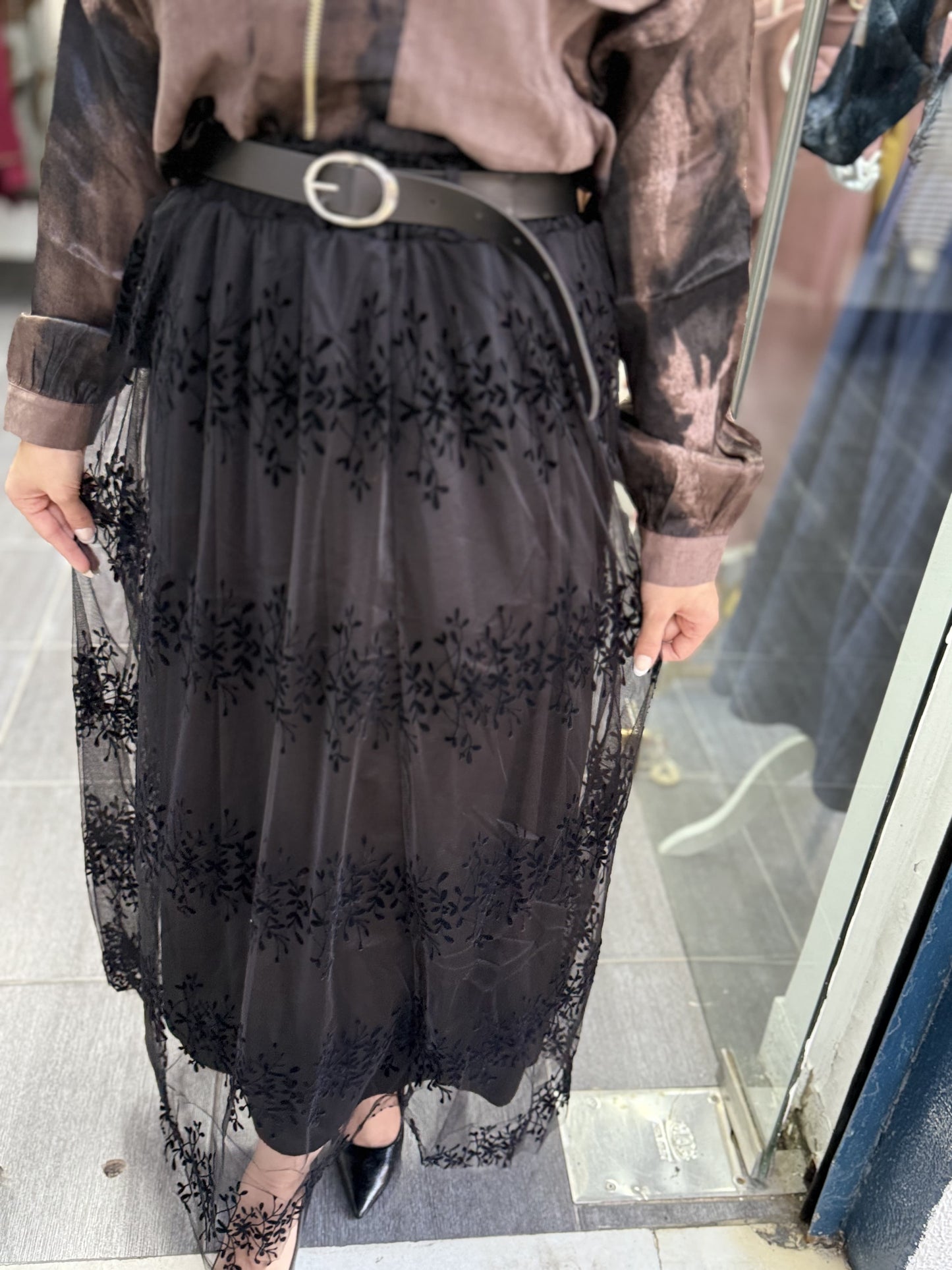 Black chiffon skirt
